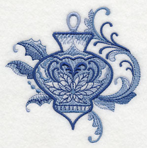 Delft Blue Poinsettia Ornament