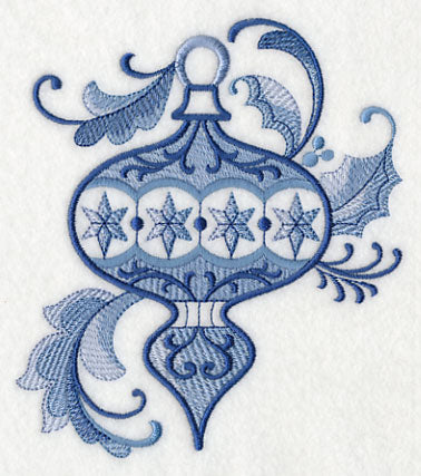 Delft Blue Stars and Swirls Ornament