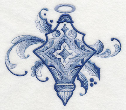 Delft Blue Holly and Swirls Ornament