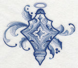 Delft Blue Holly and Swirls Ornament