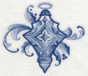 Delft Blue Holly and Swirls Ornament