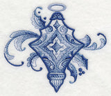 Delft Blue Holly and Swirls Ornament
