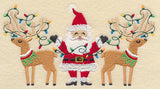 Santa and Reindeer with Christmas Lights