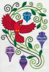Cardinal with Christmas Flourish