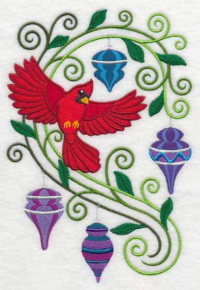 Cardinal with Christmas Flourish
