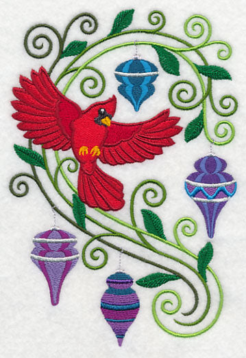 Cardinal with Christmas Flourish