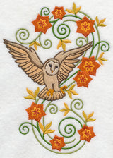 Barn Owl with Flower Flourish