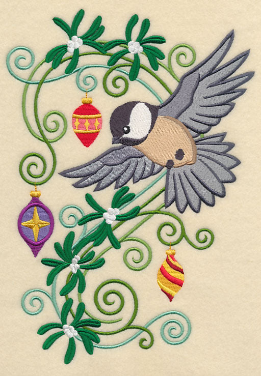 Chickadee with Christmas Flourish