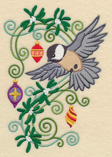 Chickadee with Christmas Flourish