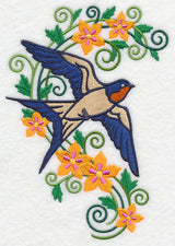 Swallow with Flower Flourish