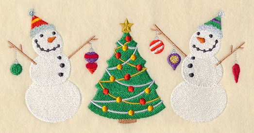 Snowmen Trim the Christmas Tree