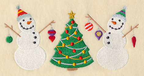 Snowmen Trim the Christmas Tree