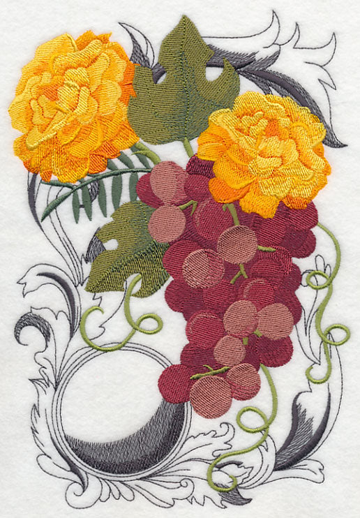 Grapes and Autumn Flowers with Flourish