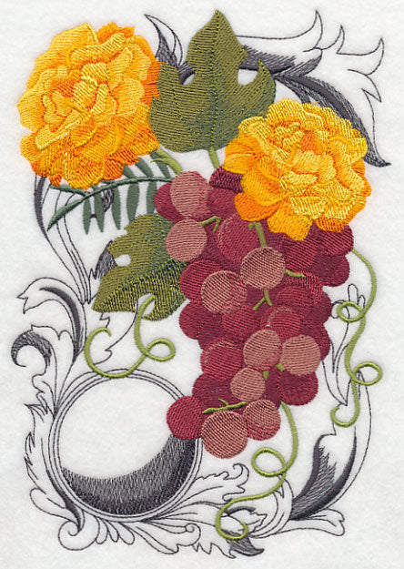 Grapes and Autumn Flowers with Flourish