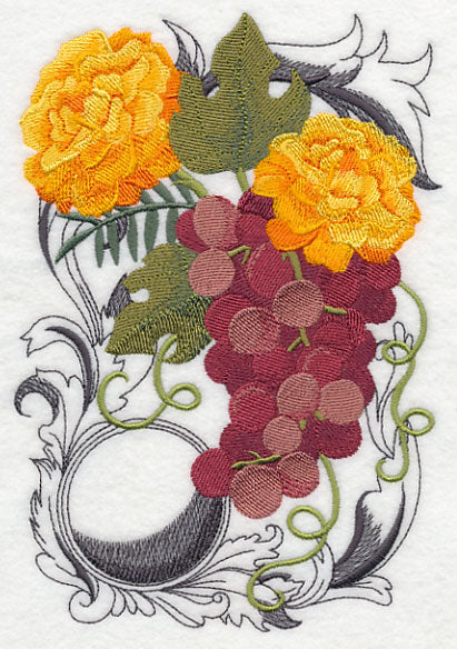Grapes and Autumn Flowers with Flourish