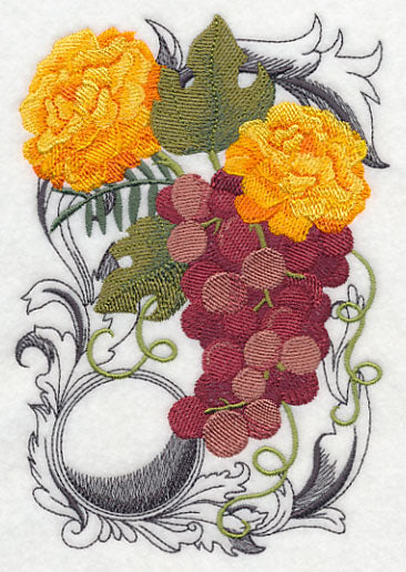 Grapes and Autumn Flowers with Flourish
