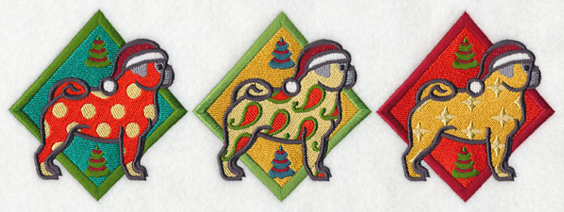 Patterned Pug Triptych