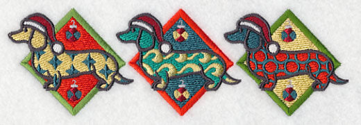 Patterned Dachshund Triptych