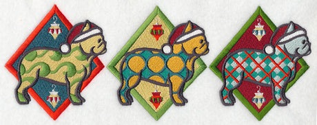 Patterned French Bulldog Triptych
