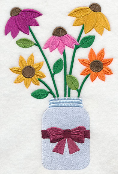 Primitive Coneflowers in Mason Jar