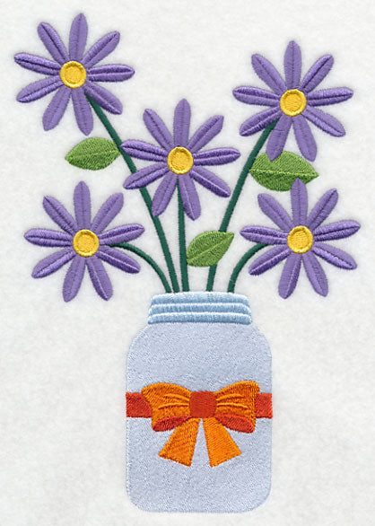 Primitive Michaelmas Daisies in Mason Jar