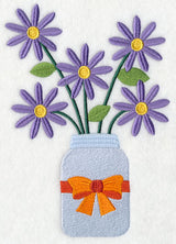 Primitive Michaelmas Daisies in Mason Jar