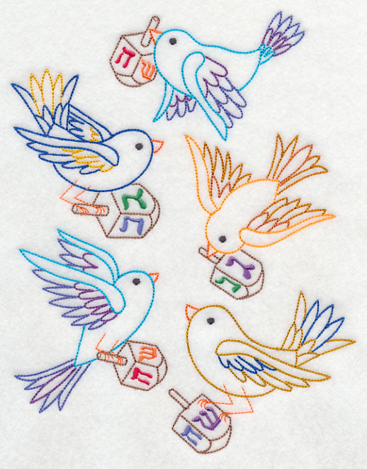 Dreidels in Flight Collage (Vintage)