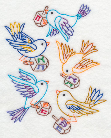 Dreidels in Flight Collage (Vintage)