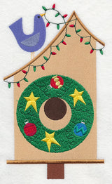Cozy Christmas Birdhouse with Wreath