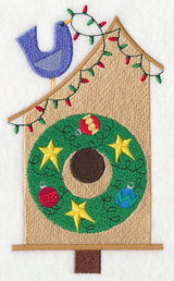 Cozy Christmas Birdhouse with Wreath