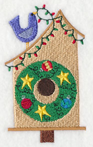 Cozy Christmas Birdhouse with Wreath