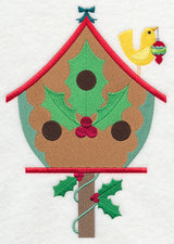 Cozy Christmas Birdhouse with Holly
