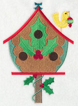 Cozy Christmas Birdhouse with Holly