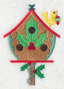 Cozy Christmas Birdhouse with Holly