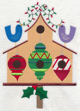 Cozy Christmas Birdhouse with Ornaments