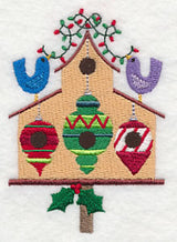 Cozy Christmas Birdhouse with Ornaments