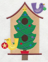 Cozy Christmas Birdhouse with Tree