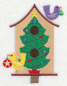 Cozy Christmas Birdhouse with Tree