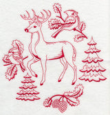 Northwoods Deer Medley (Redwork)
