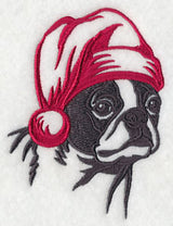 Boston Terrier Silhouette with Santa Hat