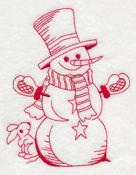 Best-Dressed Snowman 4 (Redwork)