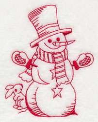 Best-Dressed Snowman 4 (Redwork)