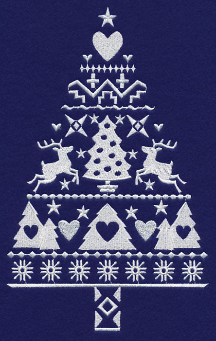 White Christmas Nordic Tree with Reindeer