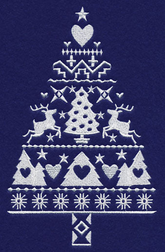 White Christmas Nordic Tree with Reindeer