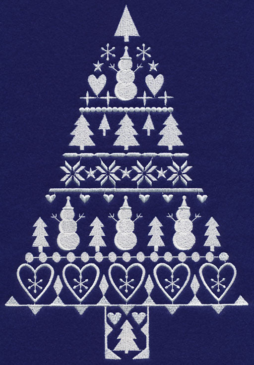 White Christmas Nordic Tree with Snowmen