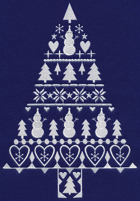 White Christmas Nordic Tree with Snowmen