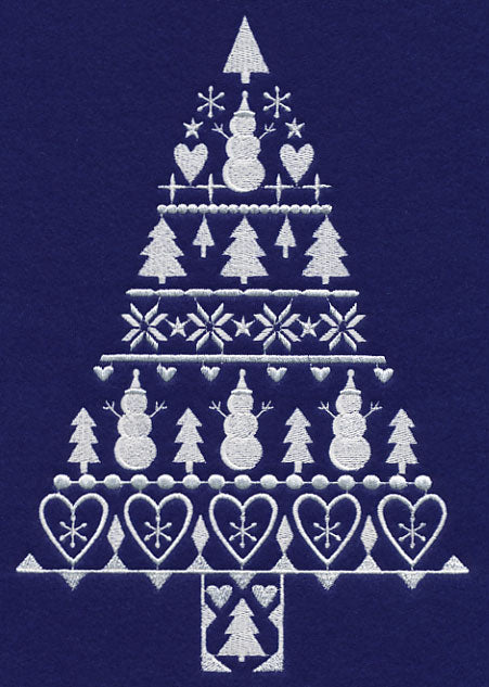 White Christmas Nordic Tree with Snowmen