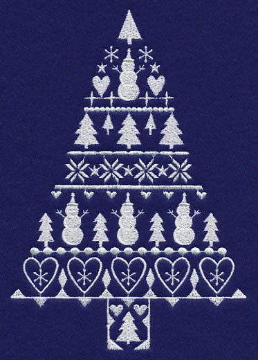 White Christmas Nordic Tree with Snowmen