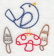 Woodland Bird on Toadstool (Vintage)