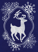 White Christmas Reindeer in Frosty Frame